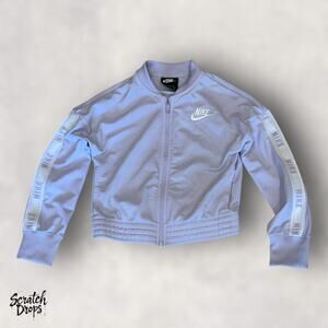 Nike Girls Small Cropped Track Jacket Full Zip Purple Lavender Lightweight Sport